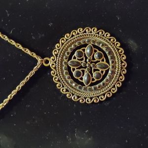 Vintage Brass Tone Mandela Necklace